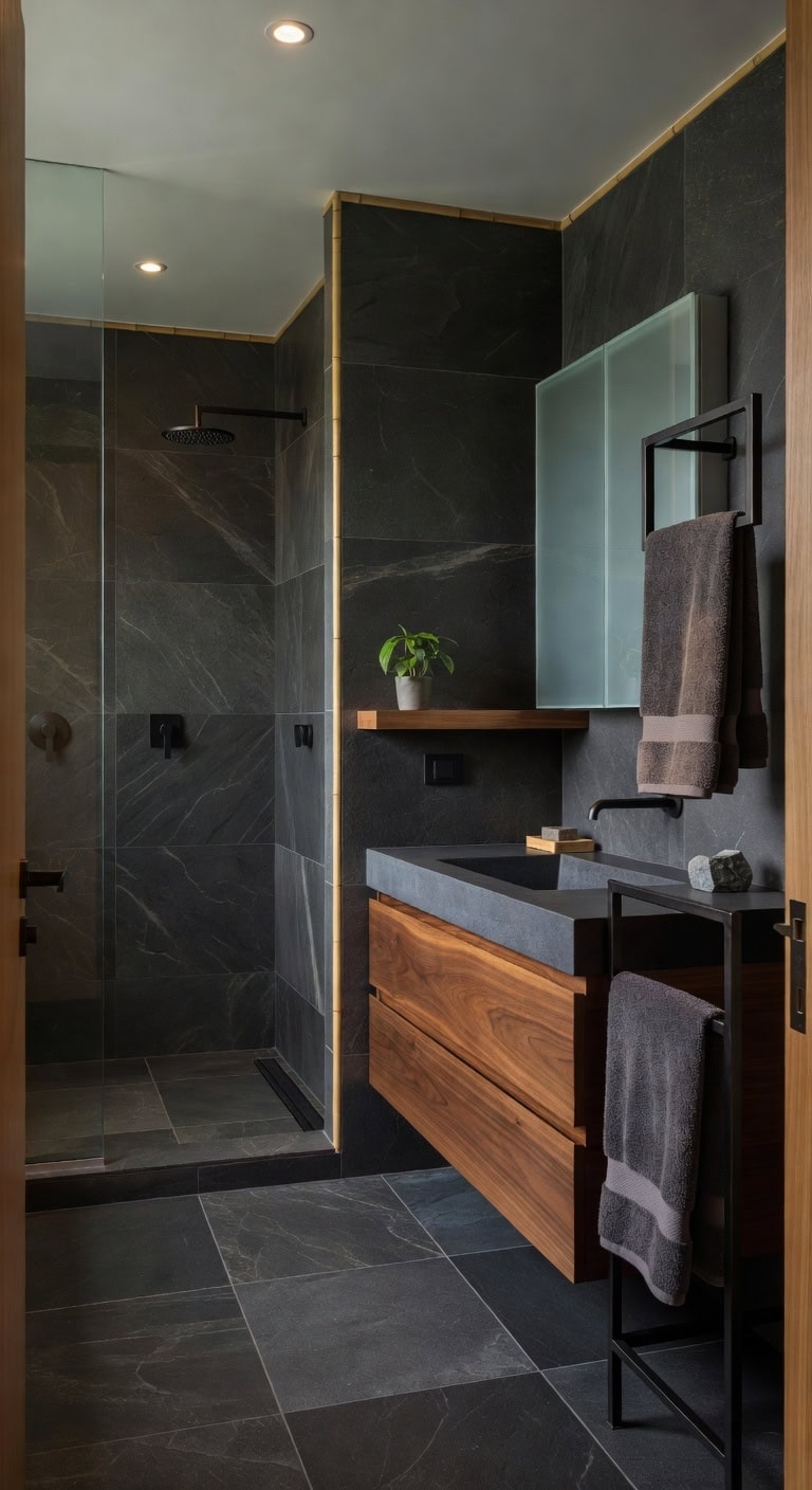 dark slate minimalist zen retreat