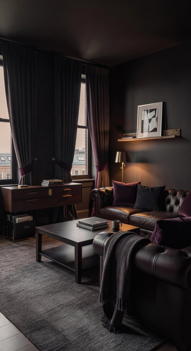 dark wood velvet leather