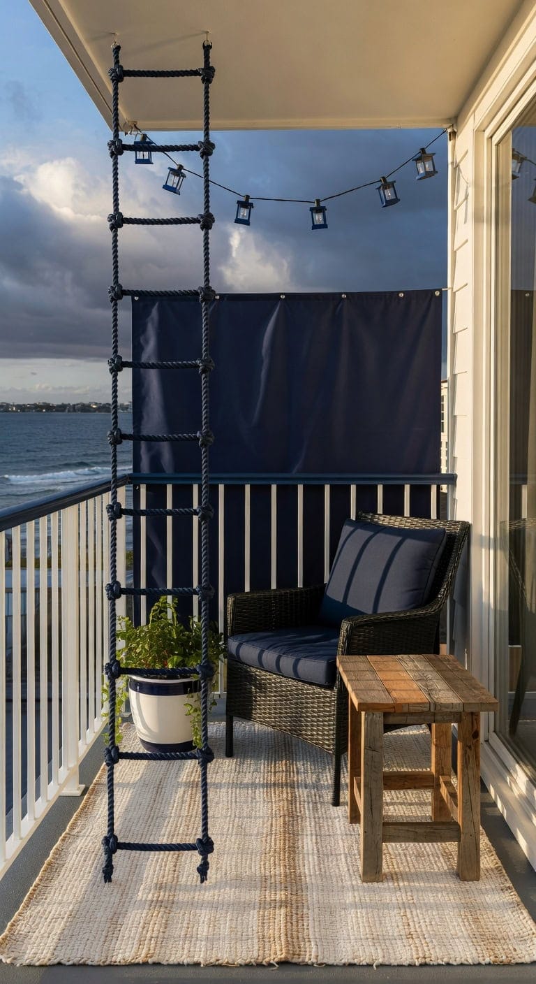 deep navy nautical balcony retreat