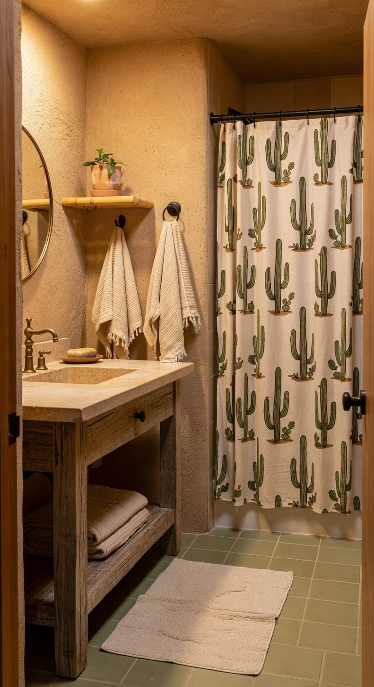desert inspired earthy bathroom accents