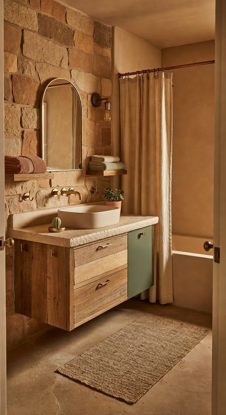 desert inspired sandstone bathroom oasis