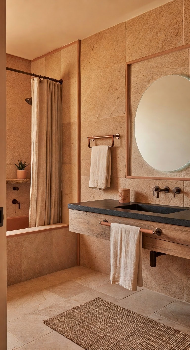 desert inspired terracotta spa bathroom