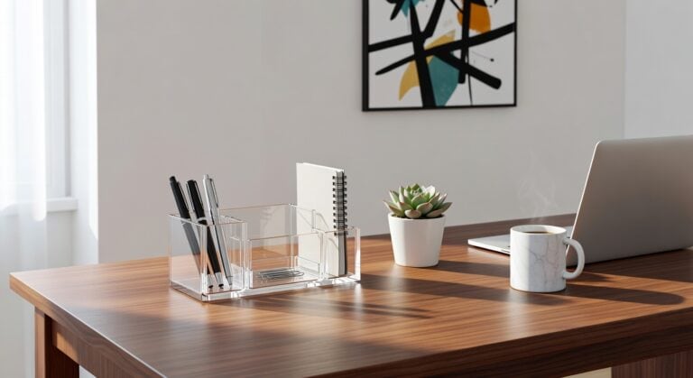 desk organization with acrylic sets