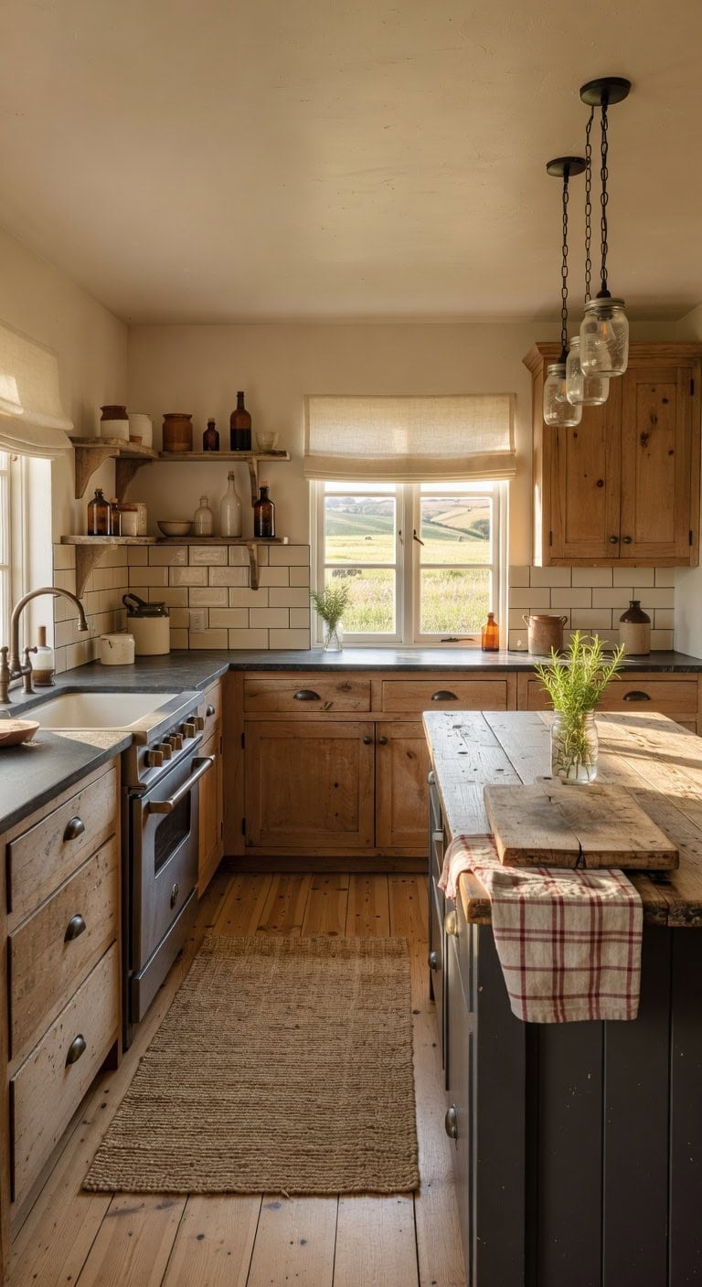 distressed hickory farmhouse kitchen