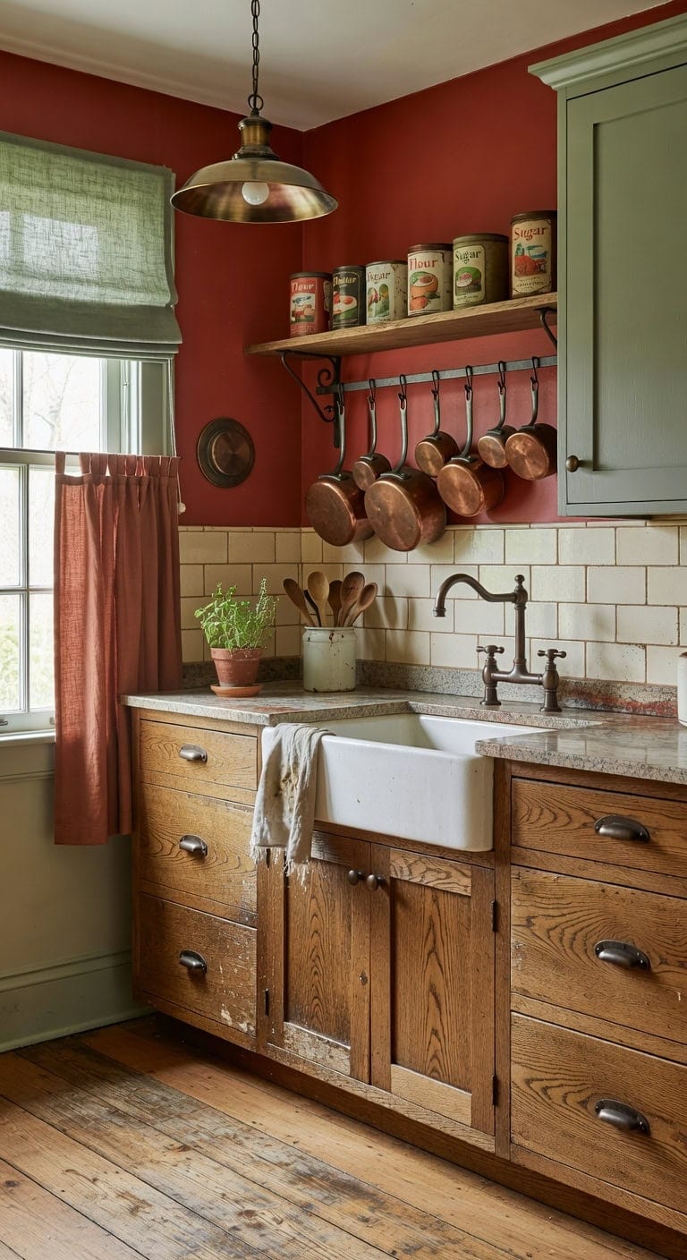 distressed oak with retro accents