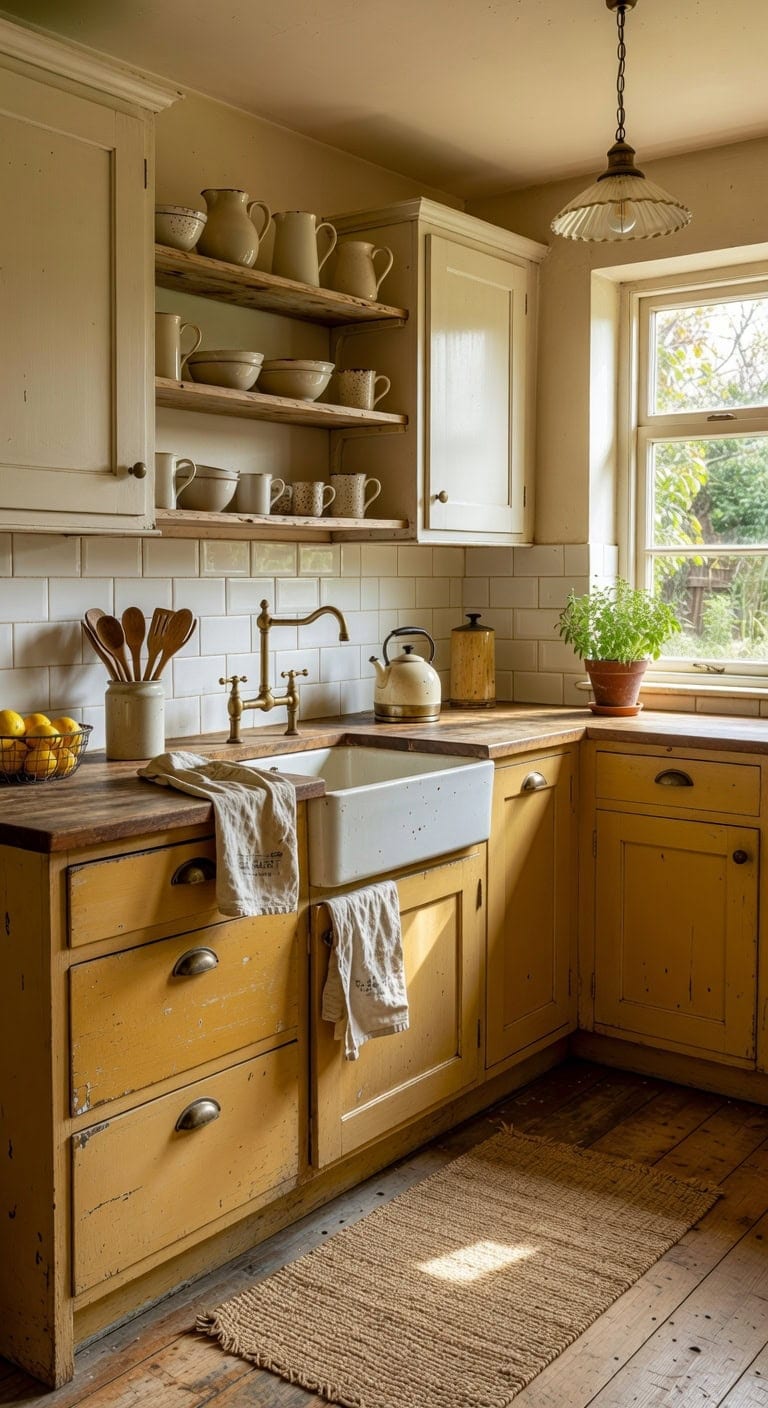 distressed warm vintage cottage character