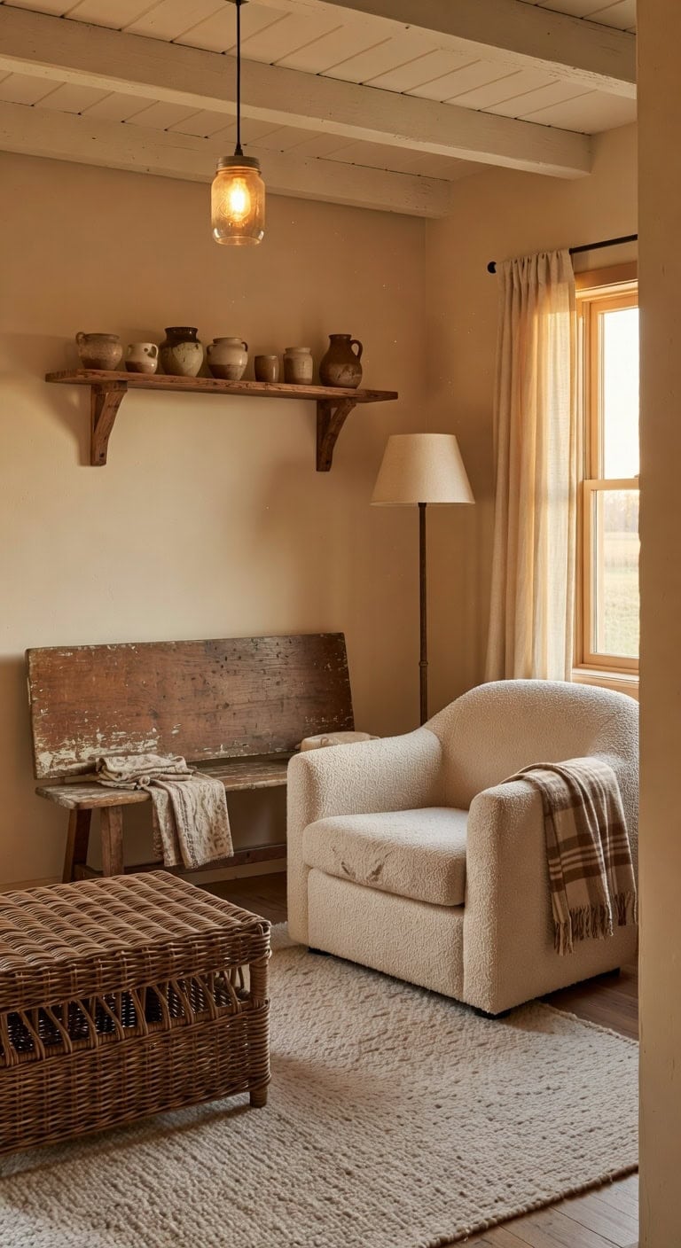 distressed wood farmhouse cozy