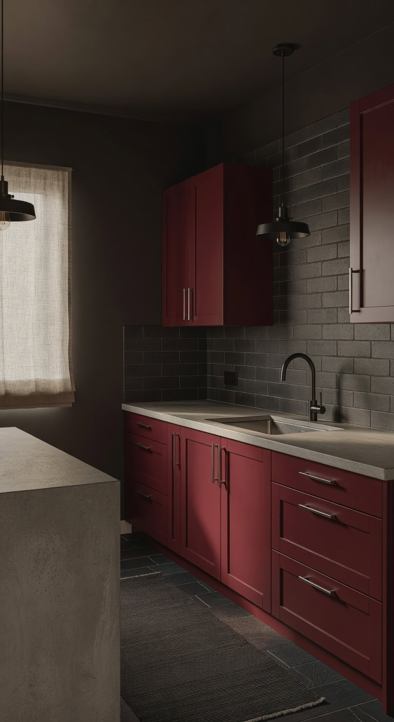 dramatic bold grounded balanced kitchen