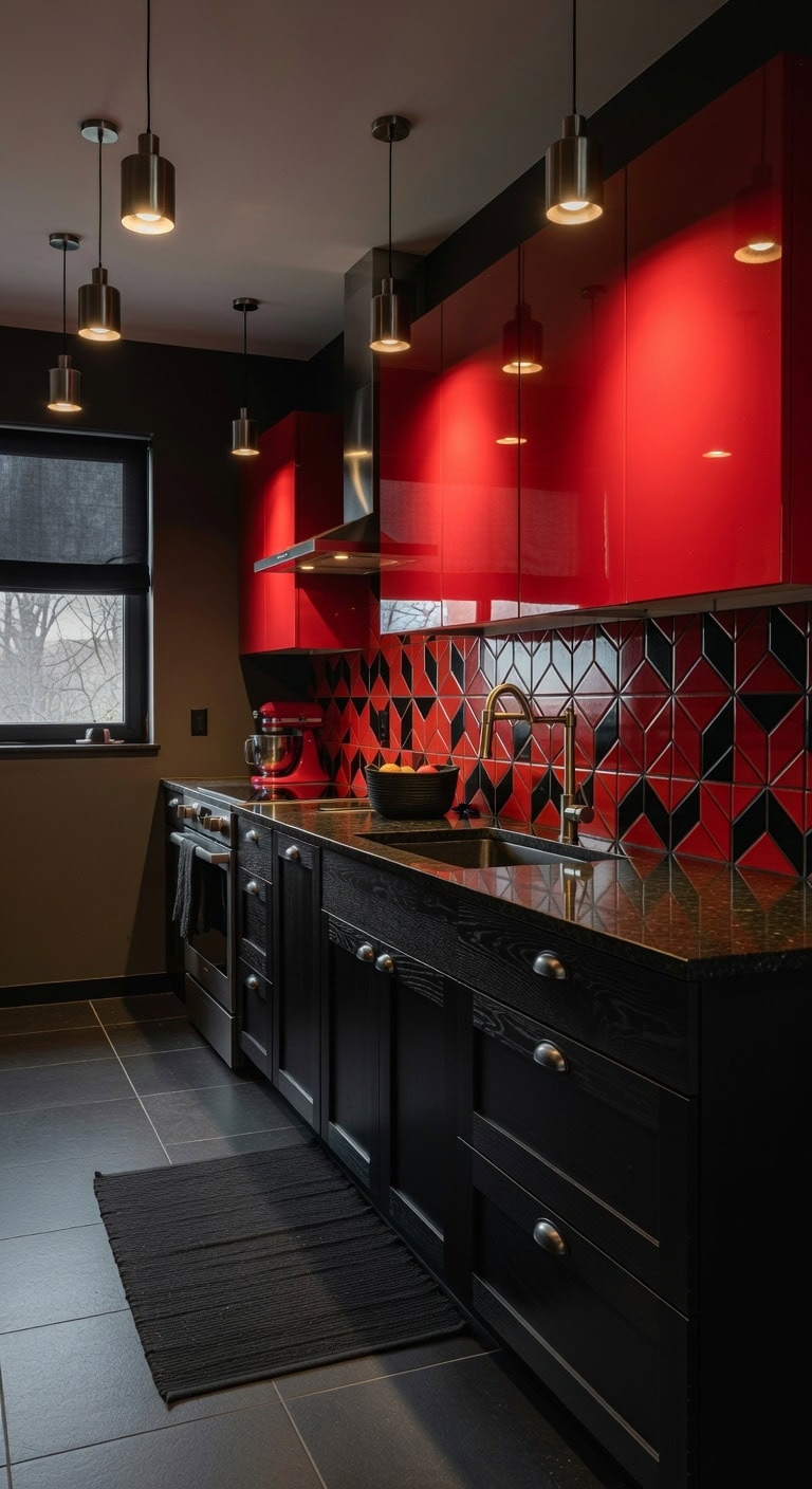 dramatic confident high contrast kitchen design