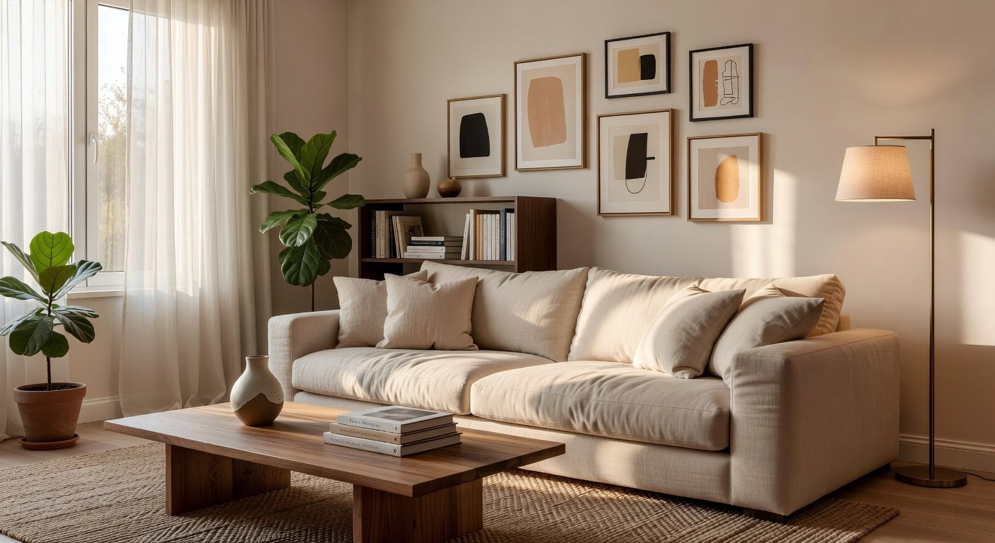 durable comfortable modular beige linen sectional