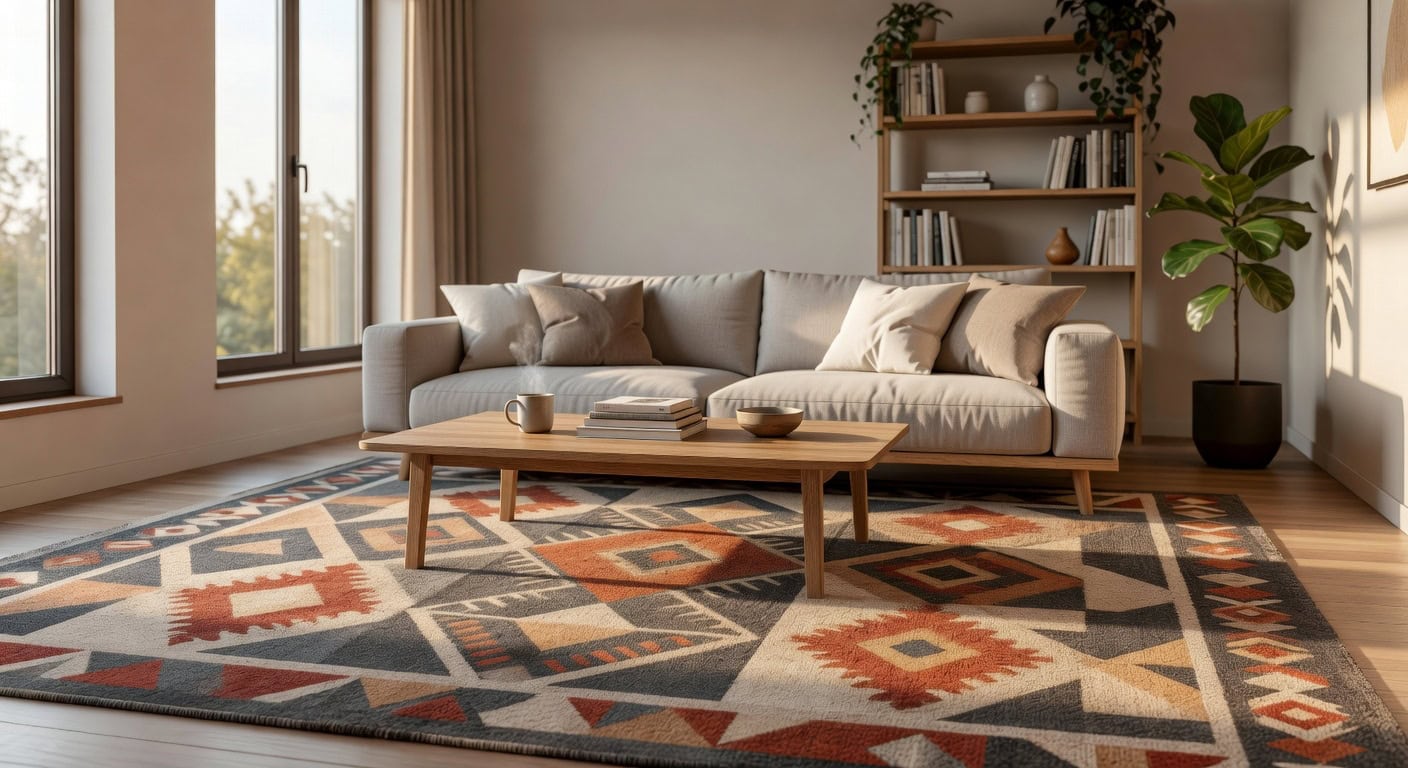 durable low pile geometric area rugs