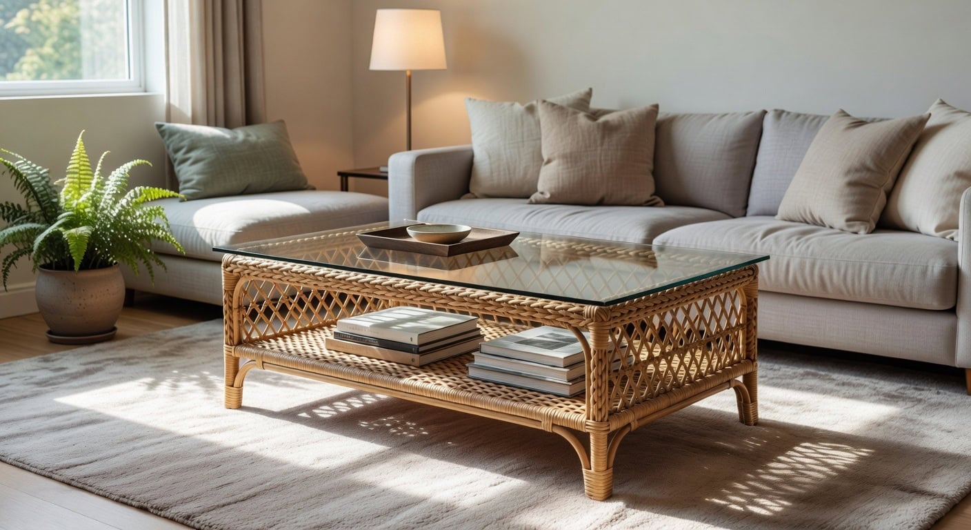 durable rattan frame and tempered glass