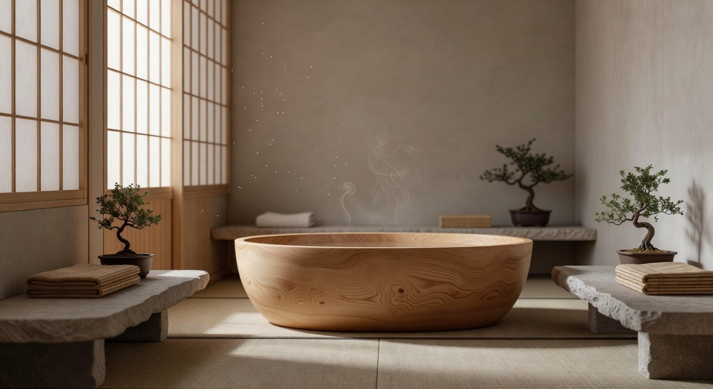durable spacious sloped aromatic hinoki tubs