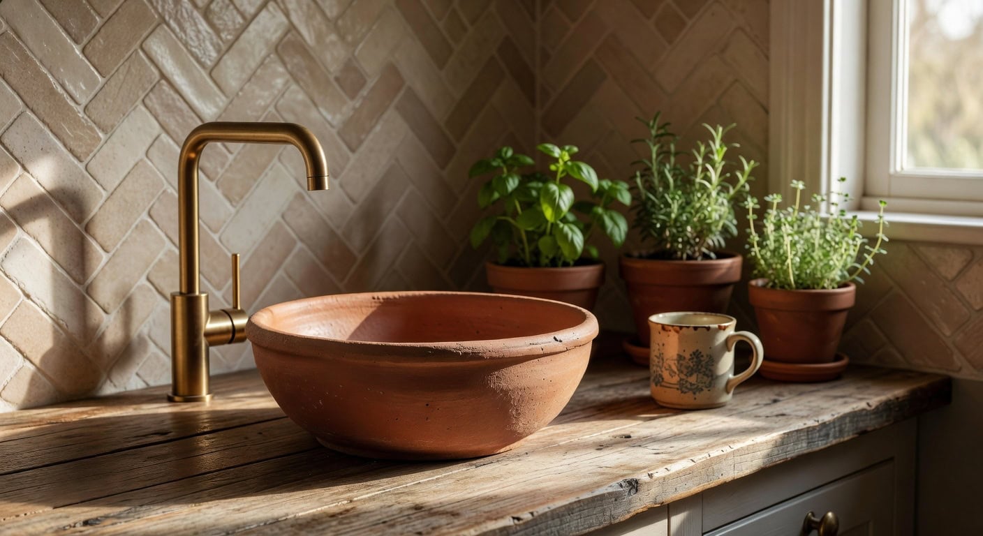 durable styled sized terracotta sink bowls