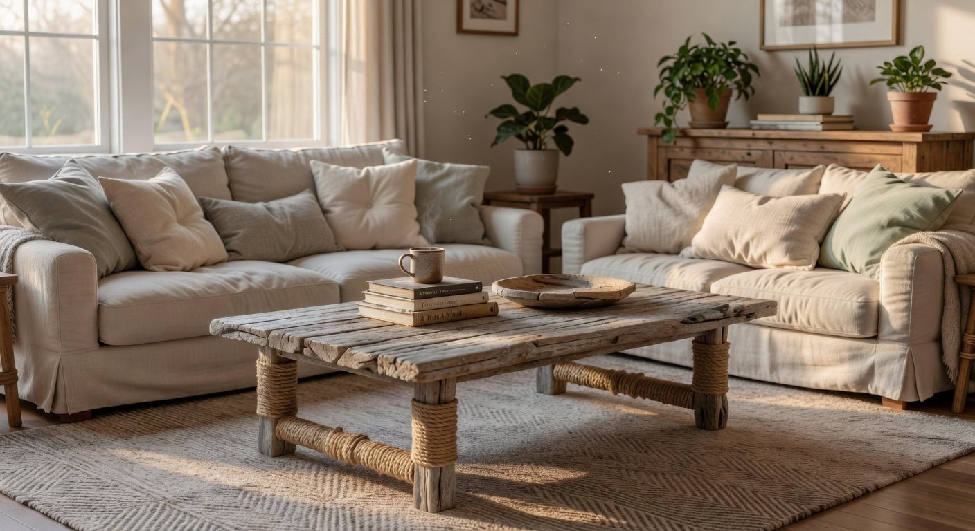 durable weathered coastal wood coffee table