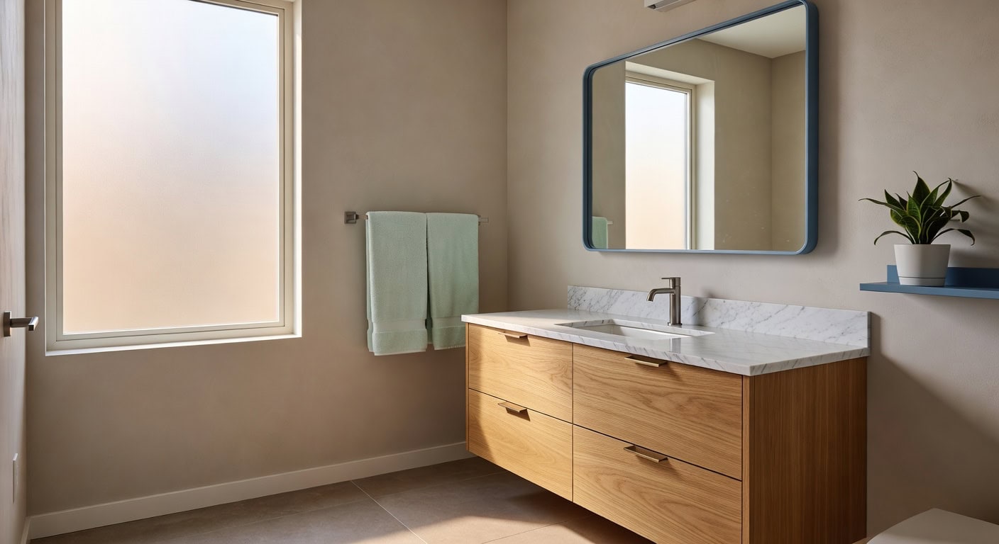 dusty blue framed bathroom mirror selection