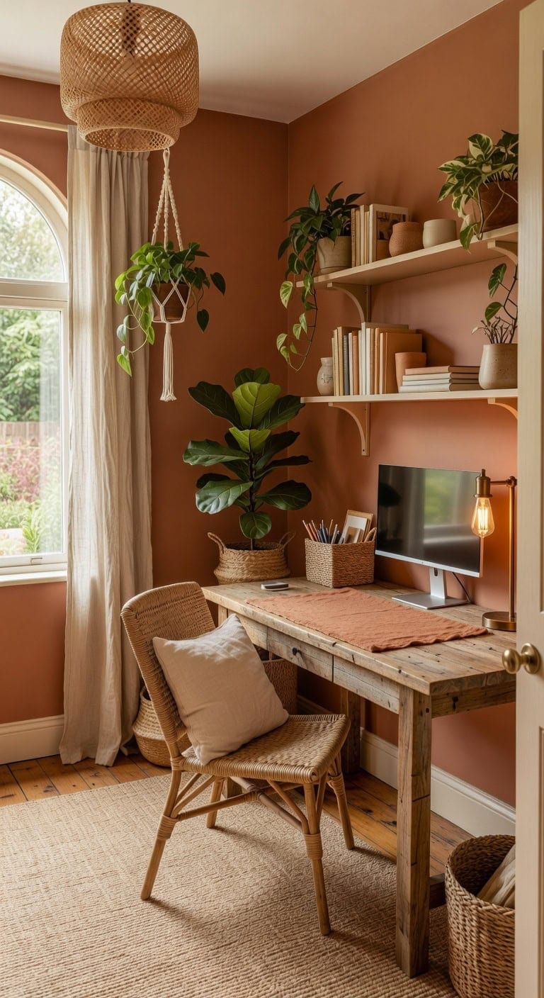 earthy calming boho home office
