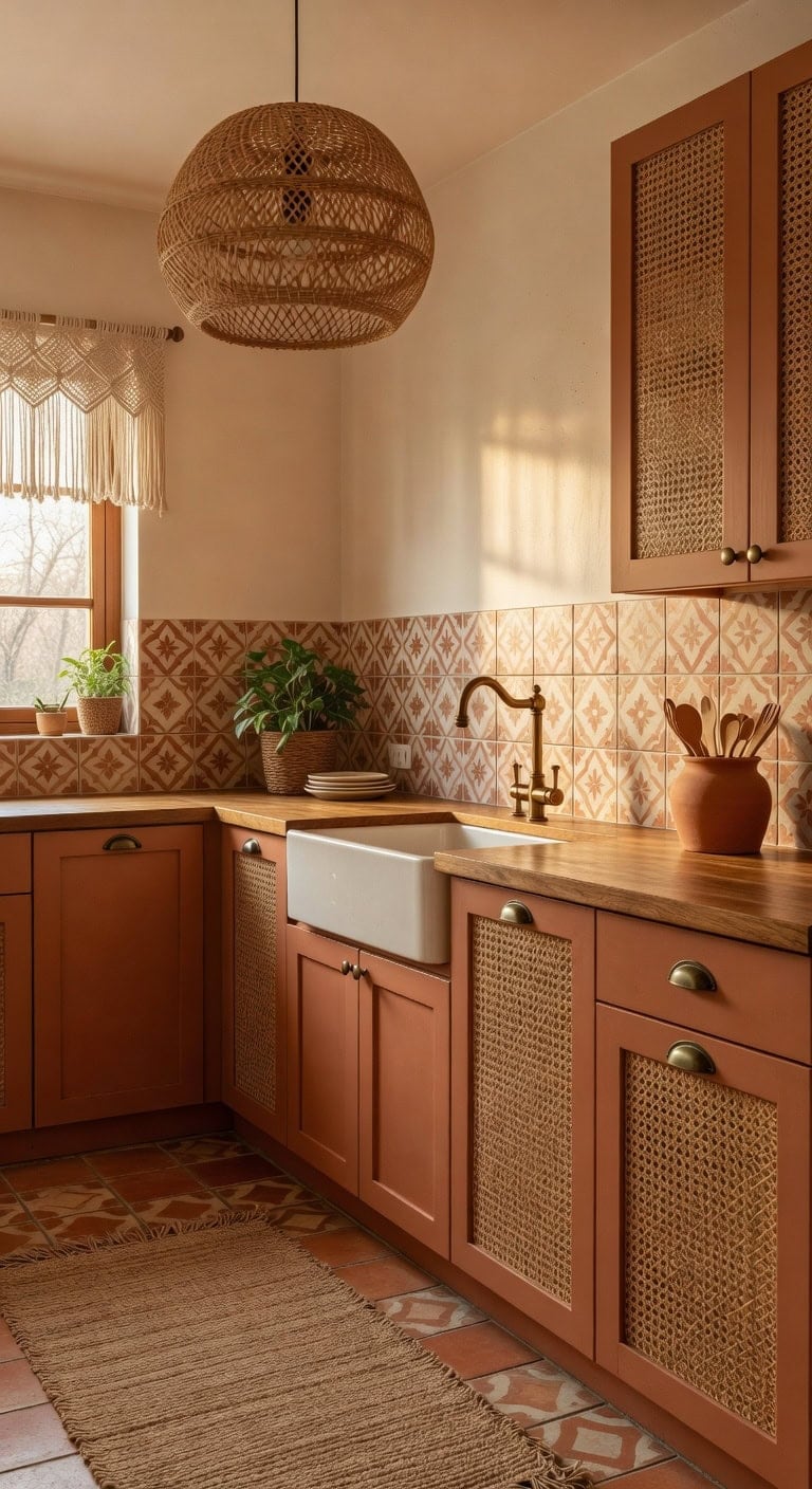 earthy cozy eclectic boho inspired kitchen