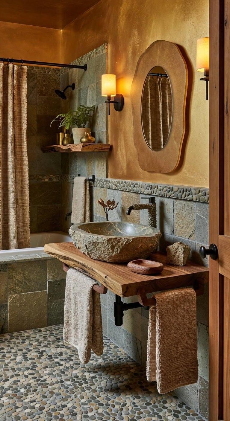 earthy river rock spa retreat