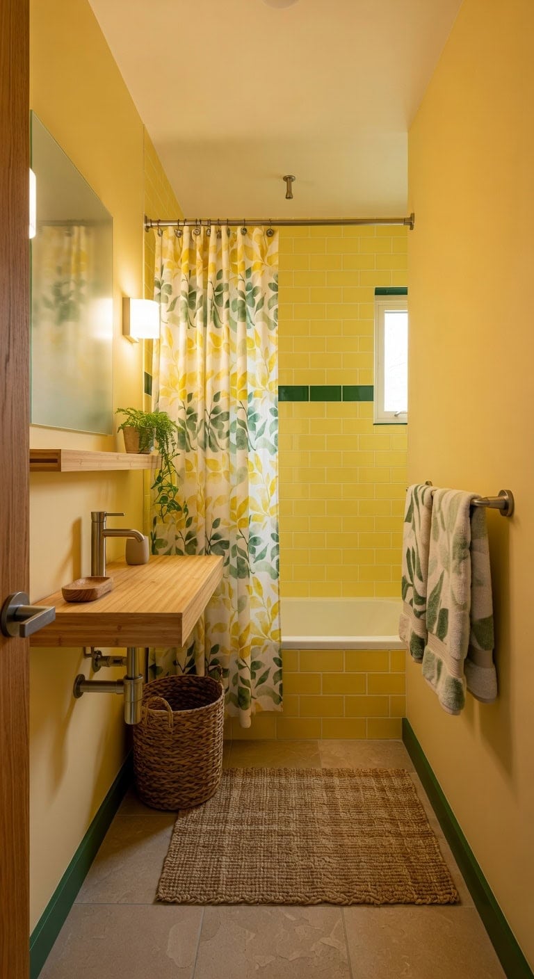eco friendly yellow green bathroom
