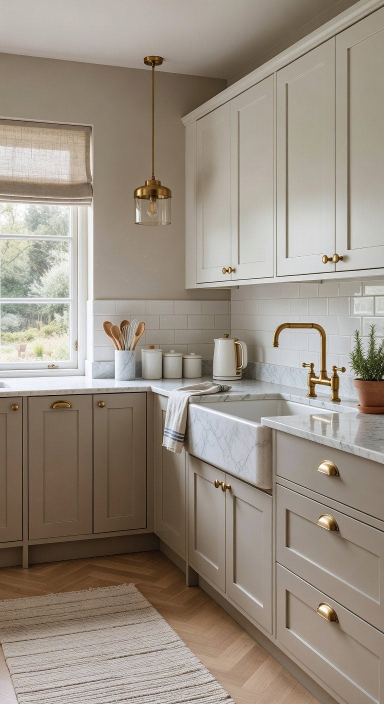 effortless layered two tone kitchen cabinetry design