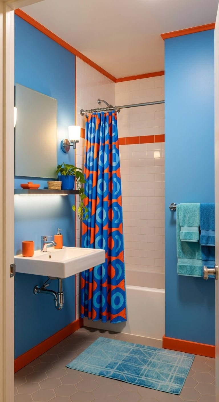 electric blue and orange retro pop