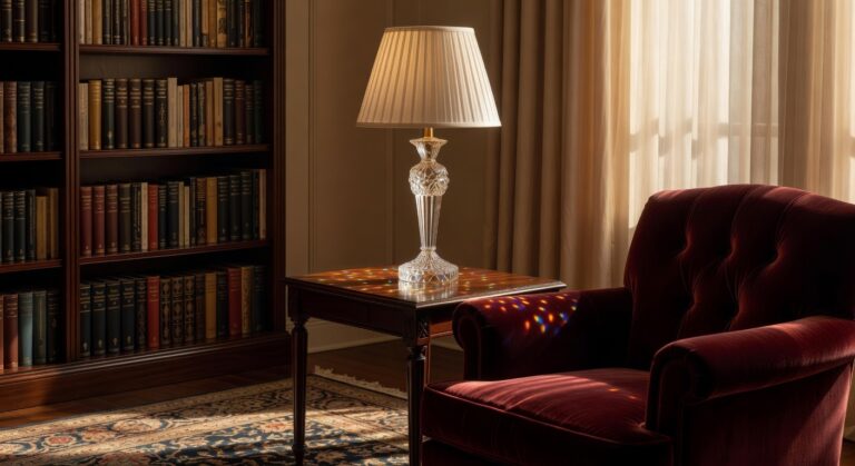 elegant crystal lamps with pleated shades