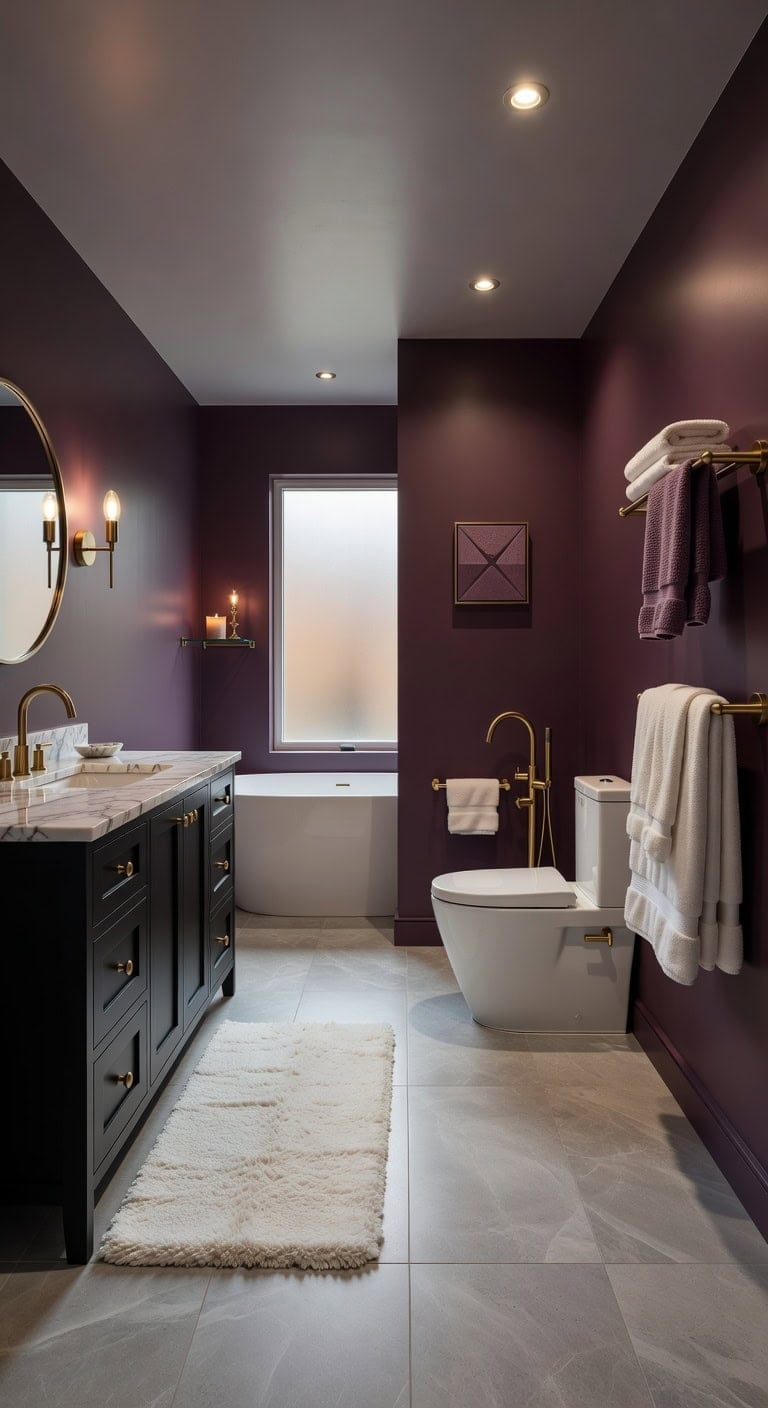 elegant plum sanctuary with golden accents
