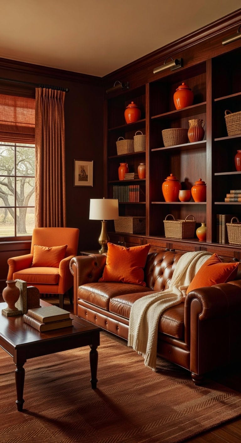 elegant vibrant mahogany persimmon display