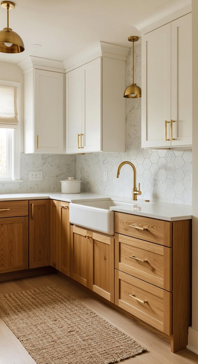 elegant white wood marble backsplash