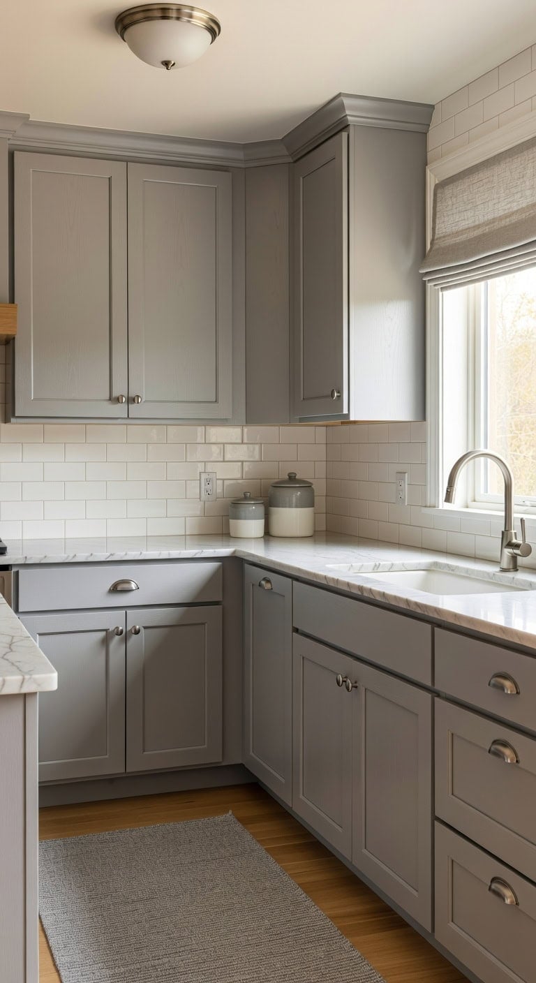 elegant yet warm gray kitchen transformation