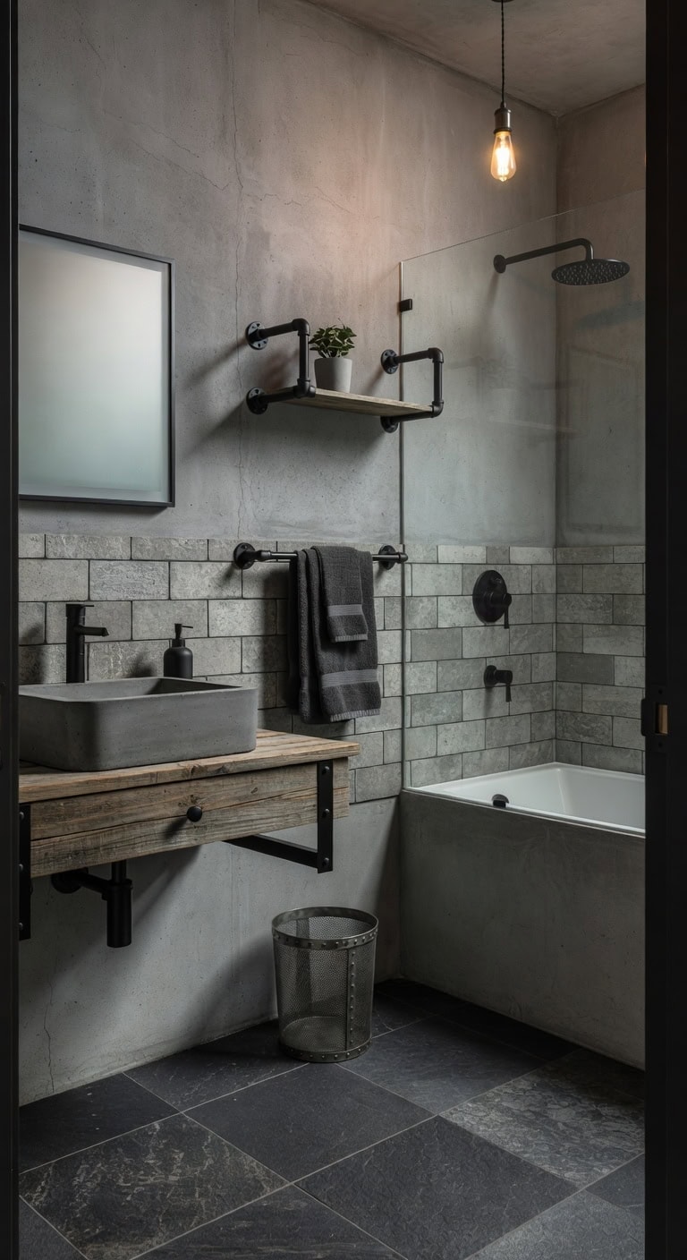 exposed concrete industrial chic