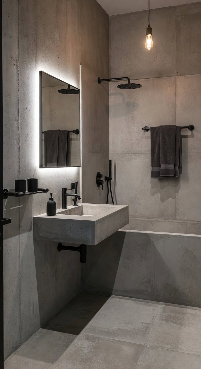 exposed concrete industrial chic