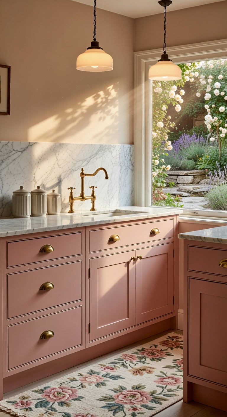 eye catching pink kitchens