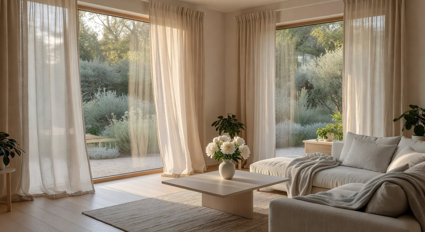 fabric blend light filtering sturdy rods neutral beige