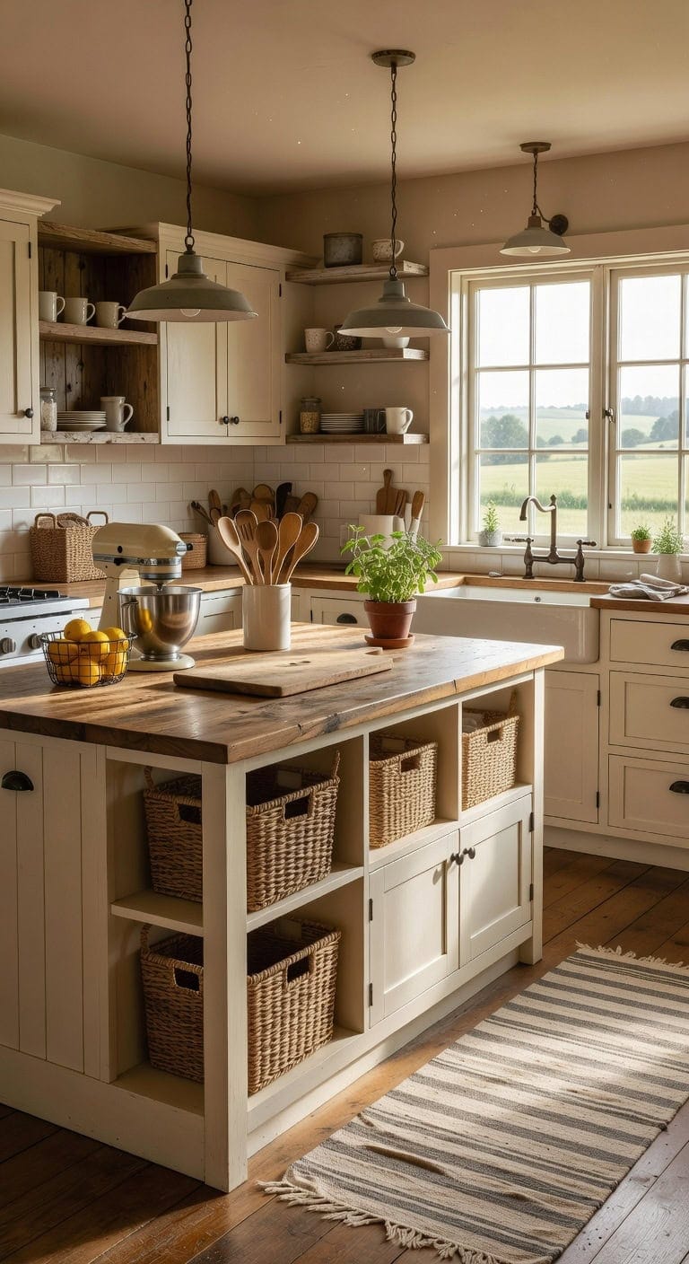 farmhouse charm organized functionality kitchen centerpiece