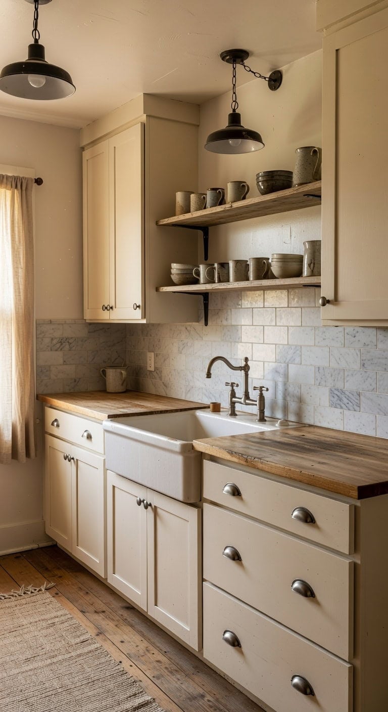 farmhouse elegance with marble charm