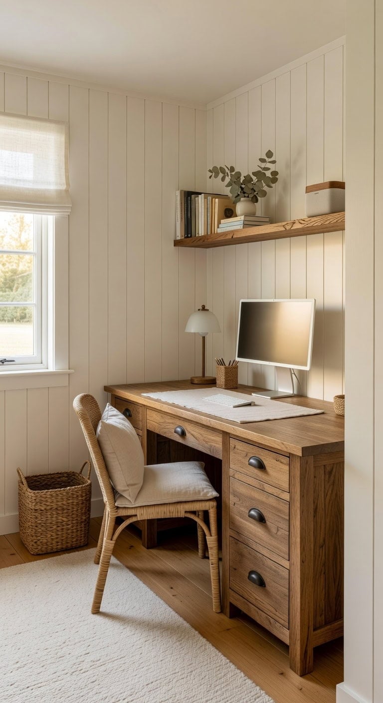 farmhouse shiplap home office tranquility