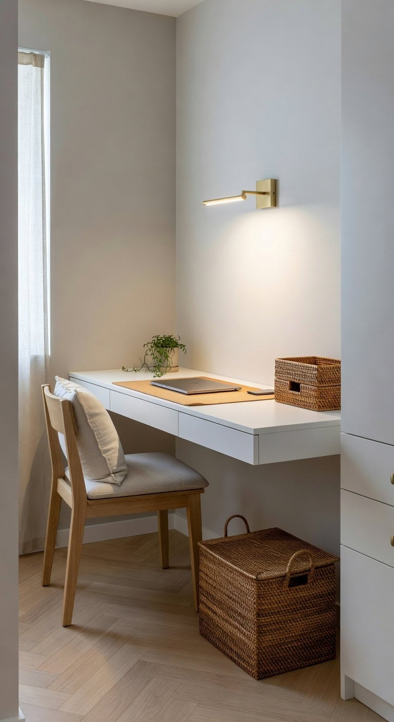 floating desk saves floor space