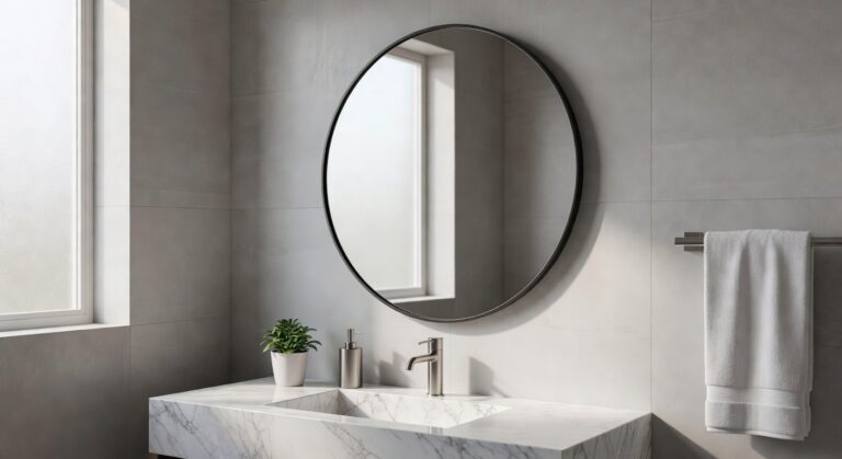frameless round black mirrors