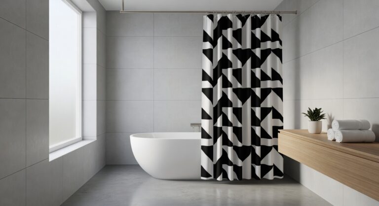 geometric black white shower curtains