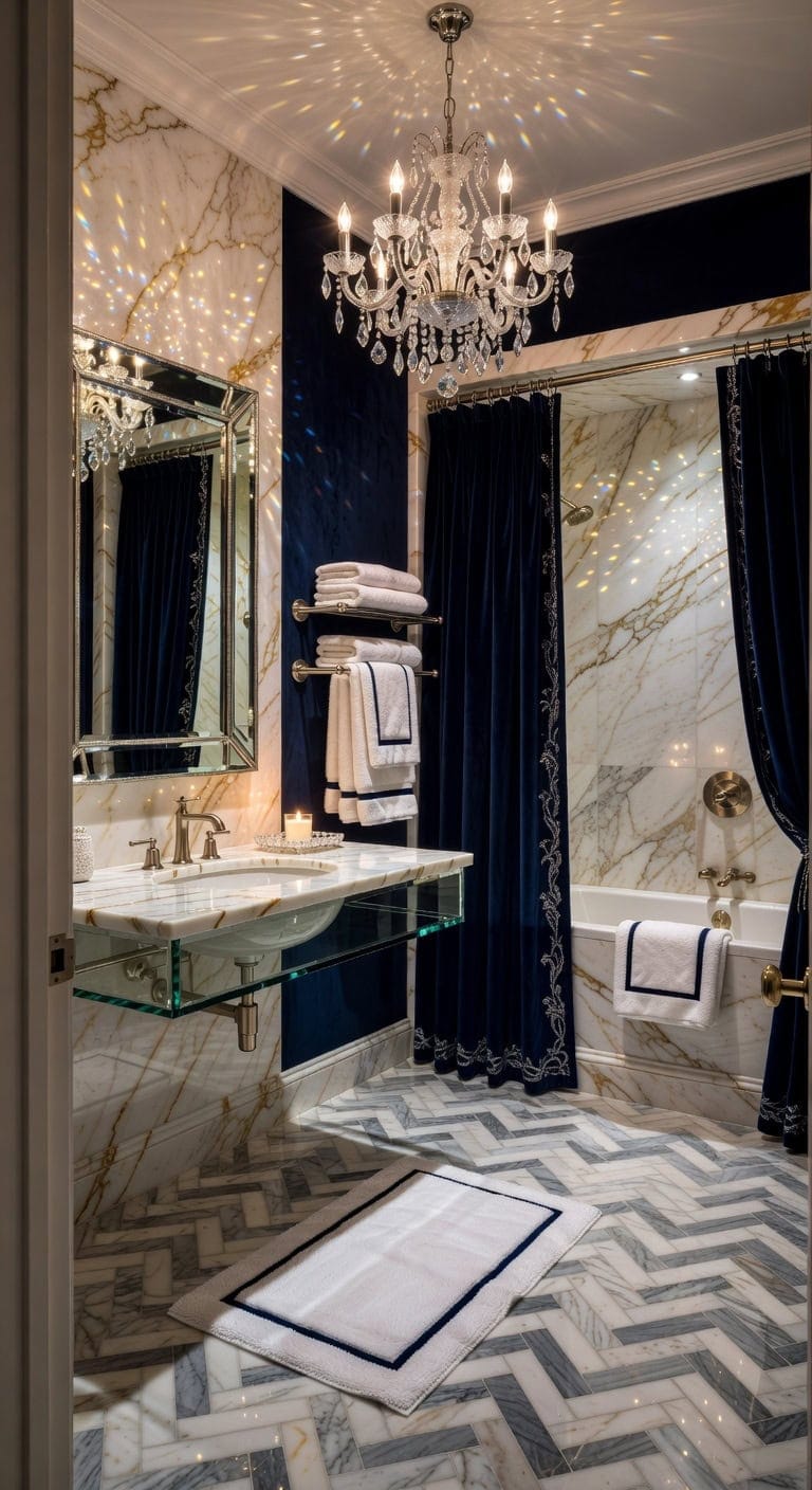 glamorous navy marble retreat