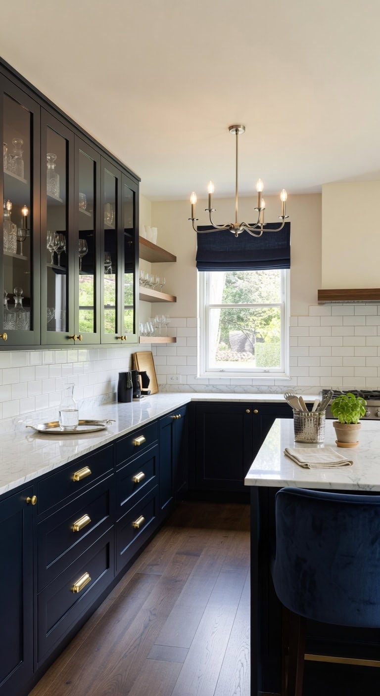 glass fronted navy elegant entertaining