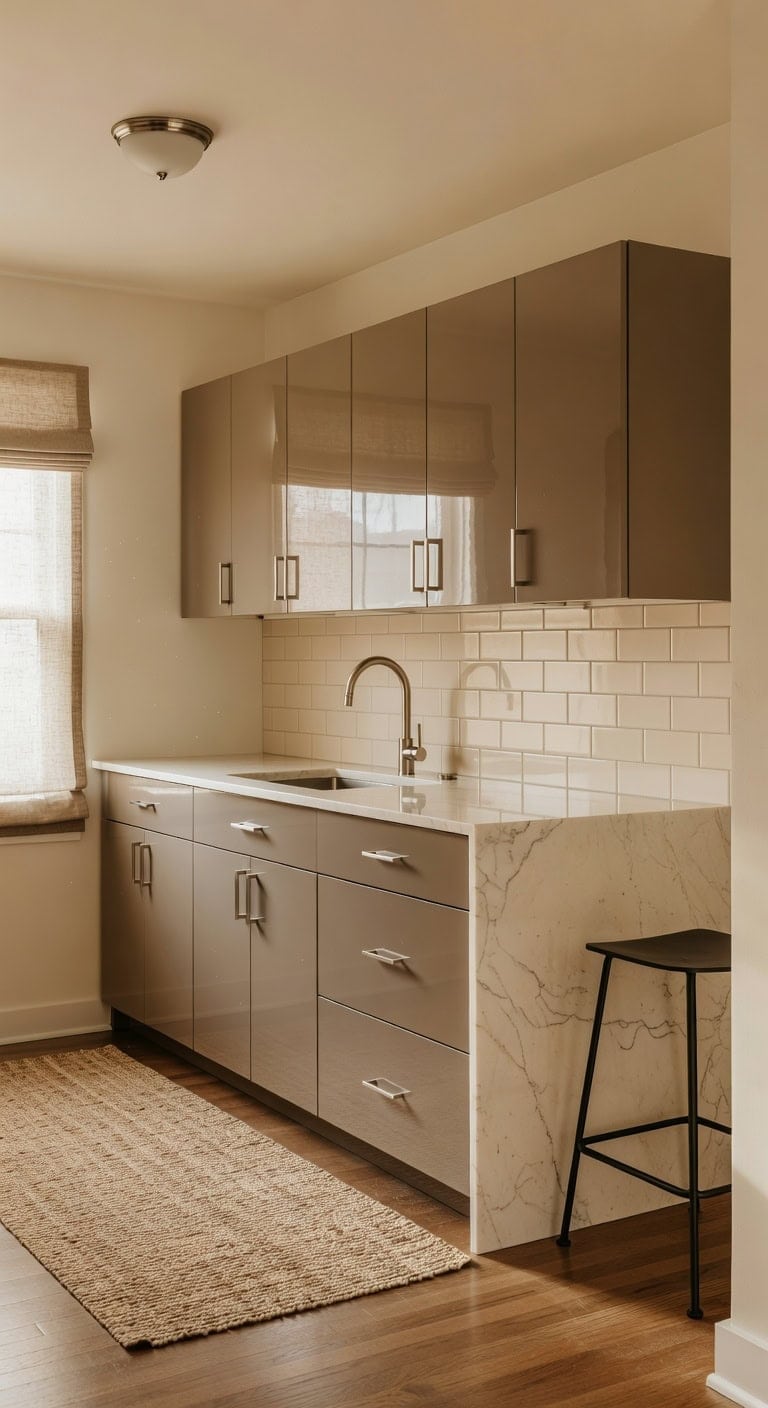 glossy taupe transitional elegant