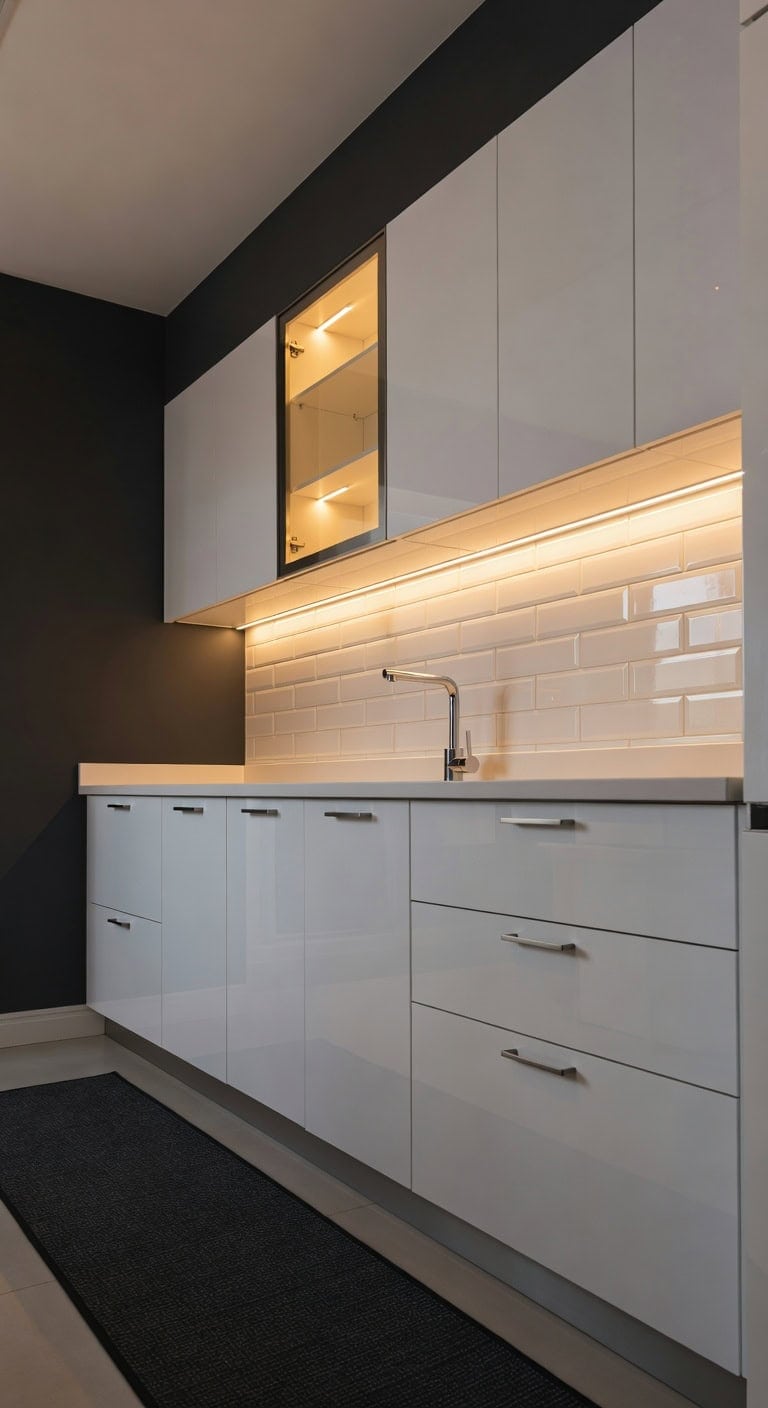 glowing high gloss cabinet lighting