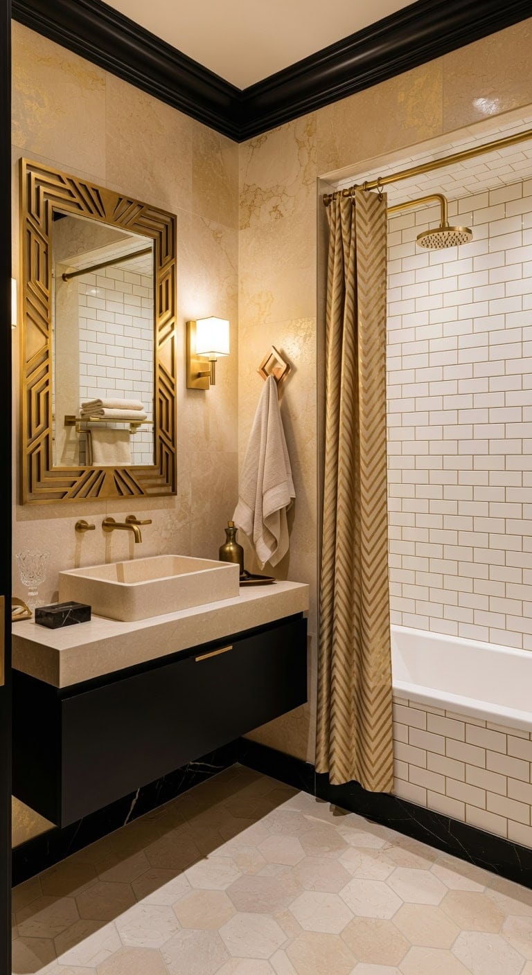 gold accented art deco bath