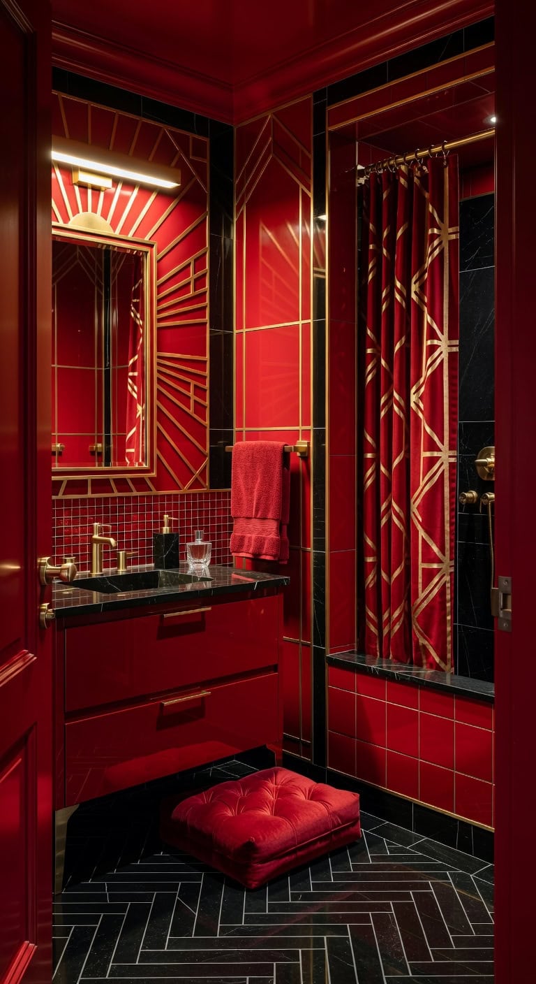 gold lined marble velvet glamour