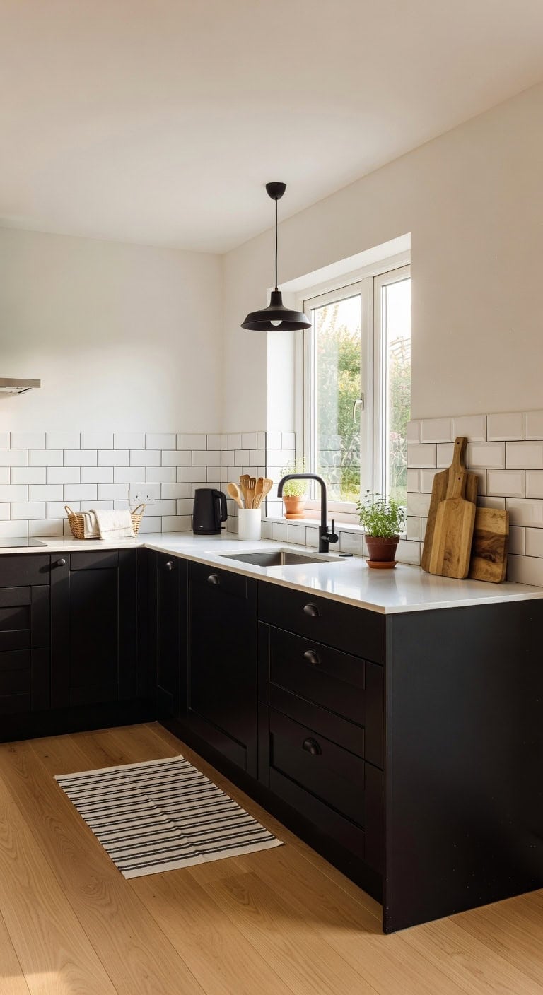 graphic yet natural kitchen design