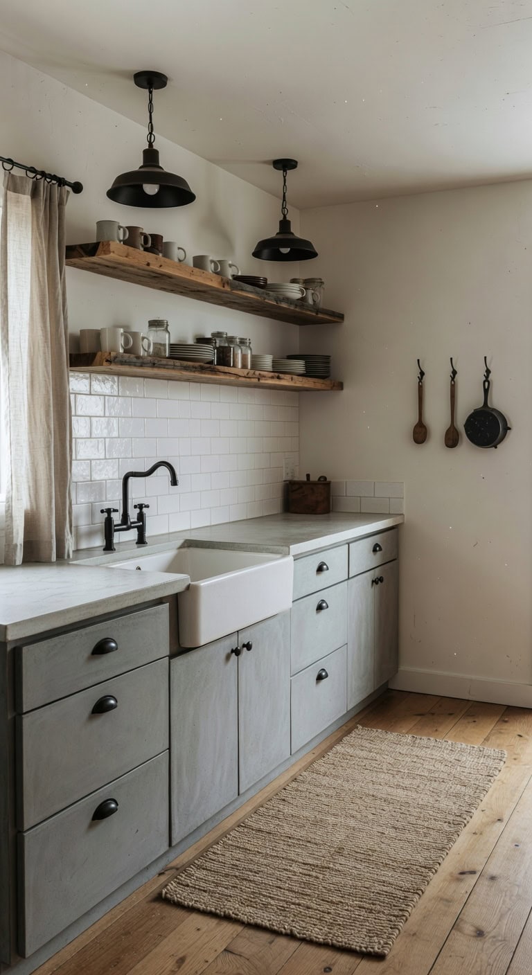 grounded honest sturdy hardworking farmhouse kitchen