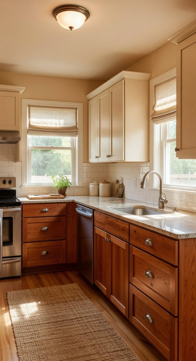 grounded open warm layered kitchen